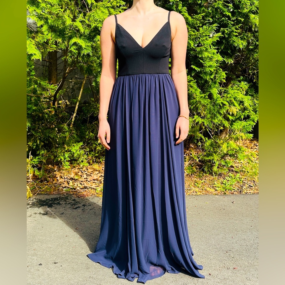 Elegant Black and Navy Evening Gown
